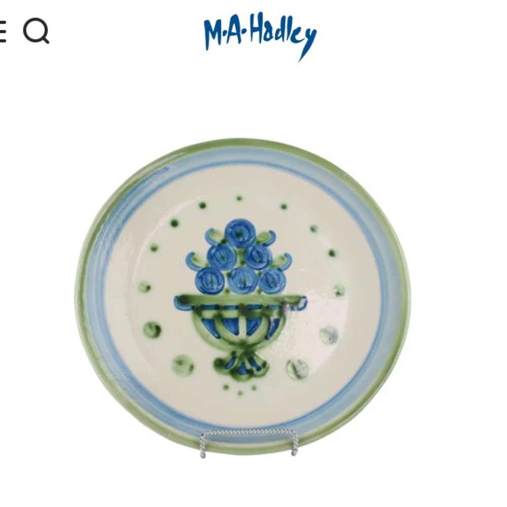 Set of 6 M. A. Hadley Pottery Bouquet Dinner Plates